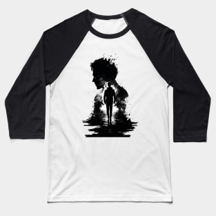 A black and white design Baseball T-Shirt